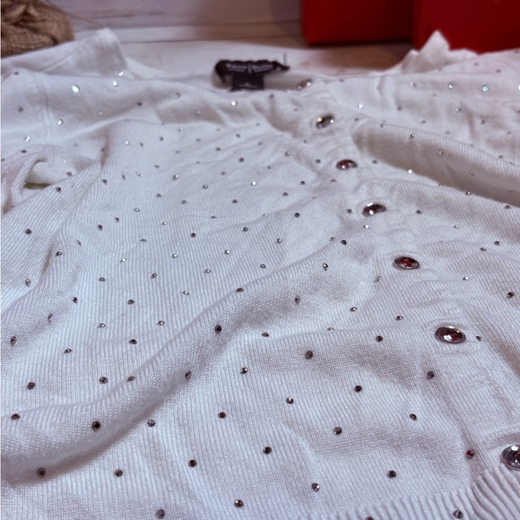 White House Black Market White Embellished Cardigan - Picture 6 of 8